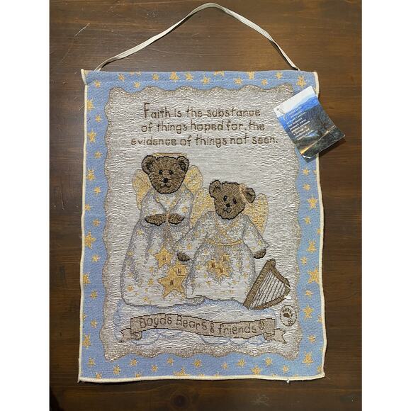 NWT The Boyd's Bear Collection Manual Woodworkers 2 Bear Angels Faith Tapestry - Picture 3 of 13